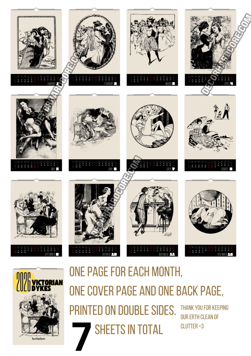 2026 Victorian Dykes Wall Calendar - DecorhardcorePrint Material
