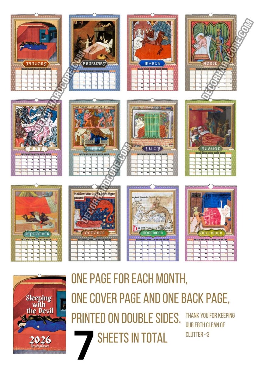 2026 Sleeping with the Devil Wall Calendar - DecorhardcorePrint Material