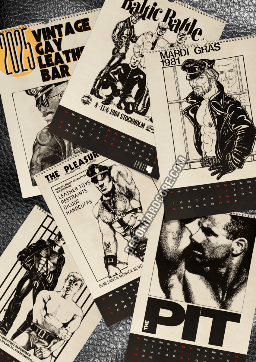 2025 Vintage Gay Leather Bars Wall Calendar - DecorhardcorePrint Material