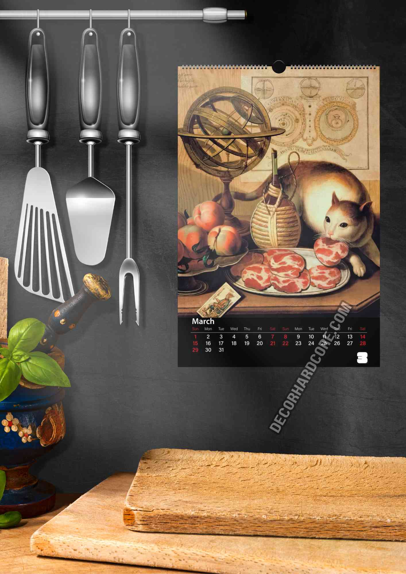 2026 Cats Stealing Food Wall Calendar - DecorhardcorePrint Material