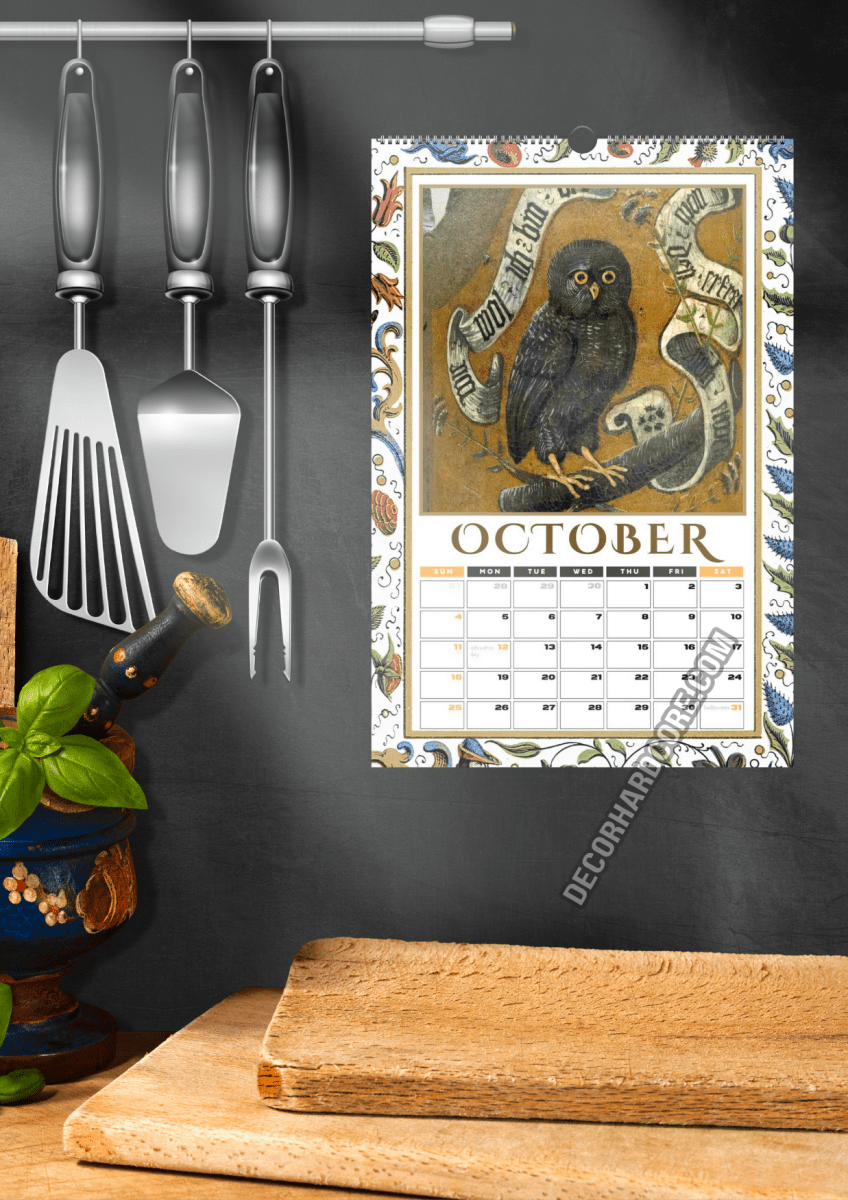 2026 Medieval Owls Calendar - DecorhardcorePrint Material