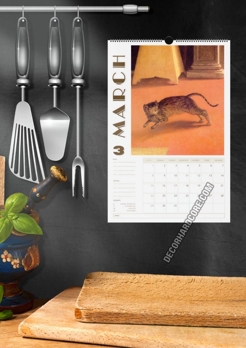 2026 Ugly Cats In Renaissance Paintings Wall Calendar - DecorhardcorePrint Material