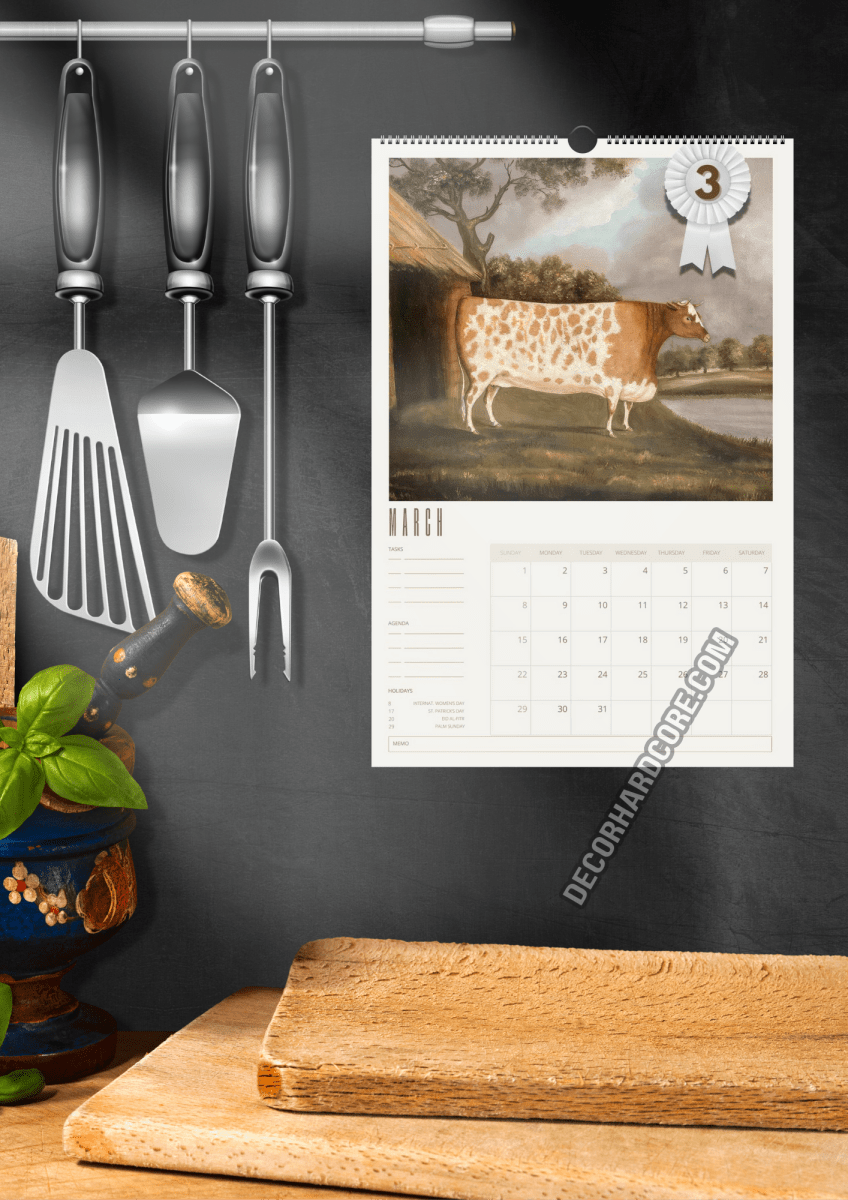 2026 Prize Cows in Primitive Paintings Wall Calendar - DecorhardcorePrint Material