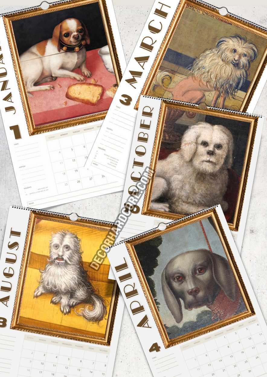 2026 Ugly Dogs In Renaissance Paintings Wall Calendar - DecorhardcoreCalendars