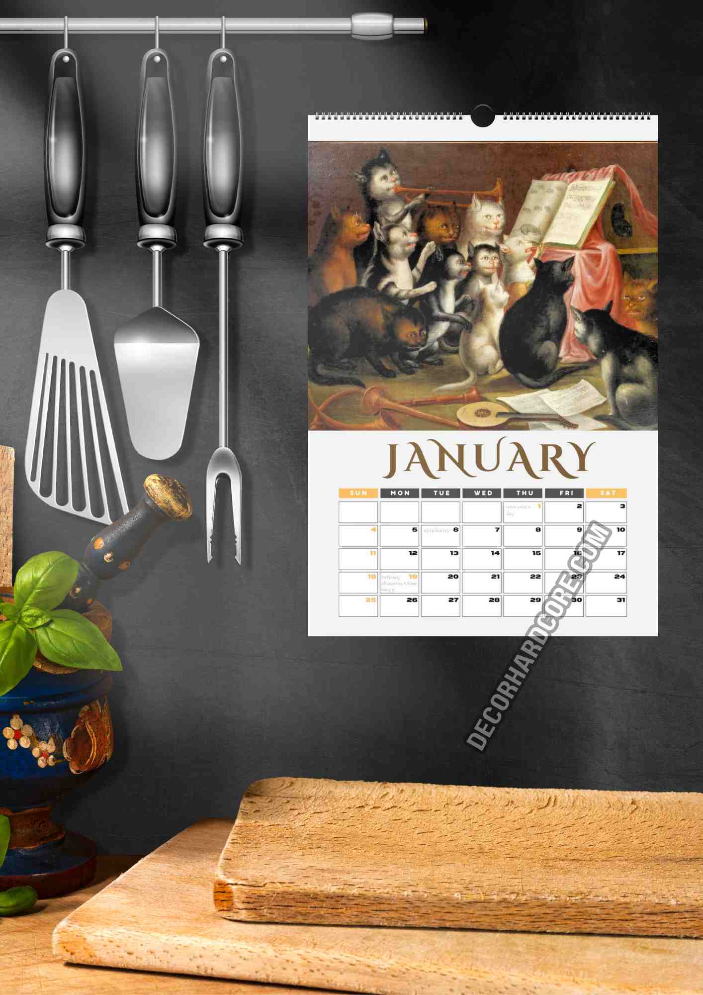 2026 Musical Cats Wall Calendar - DecorhardcorePrint Material