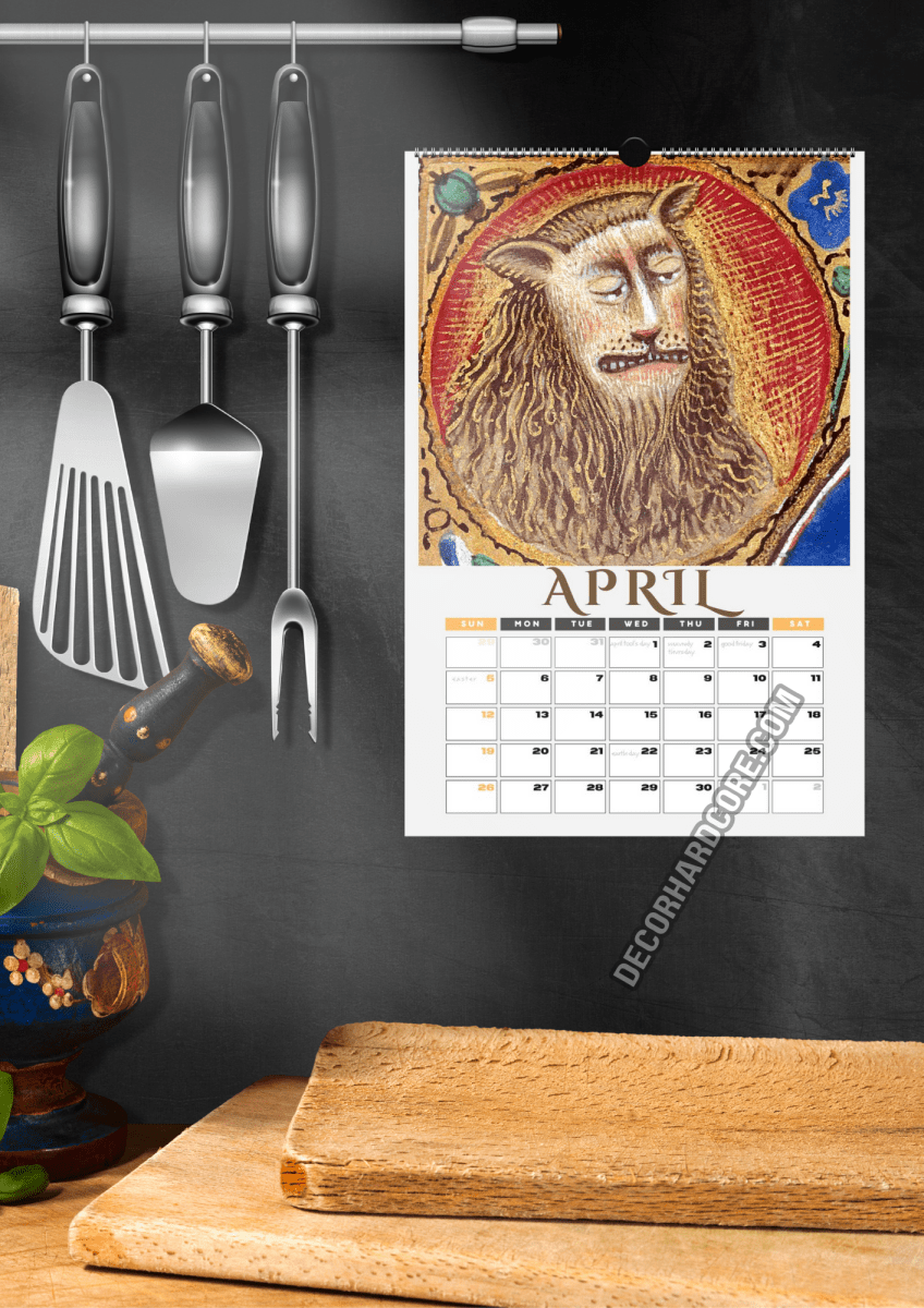 2026 Medieval Lions Wall Calendar - DecorhardcorePrint Material