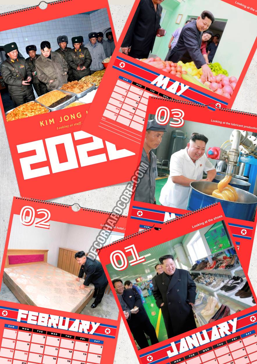 2026 Kim Jong Un Looking at Stuff Wall Calendar - DecorhardcorePrint Material