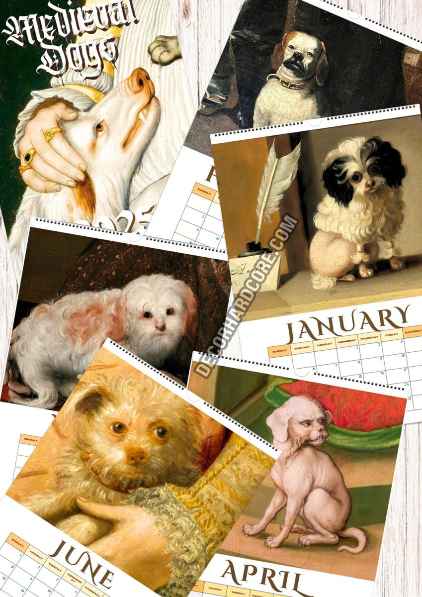 2025 Medieval Dogs Wall Calendar - DecorhardcorePrint Material