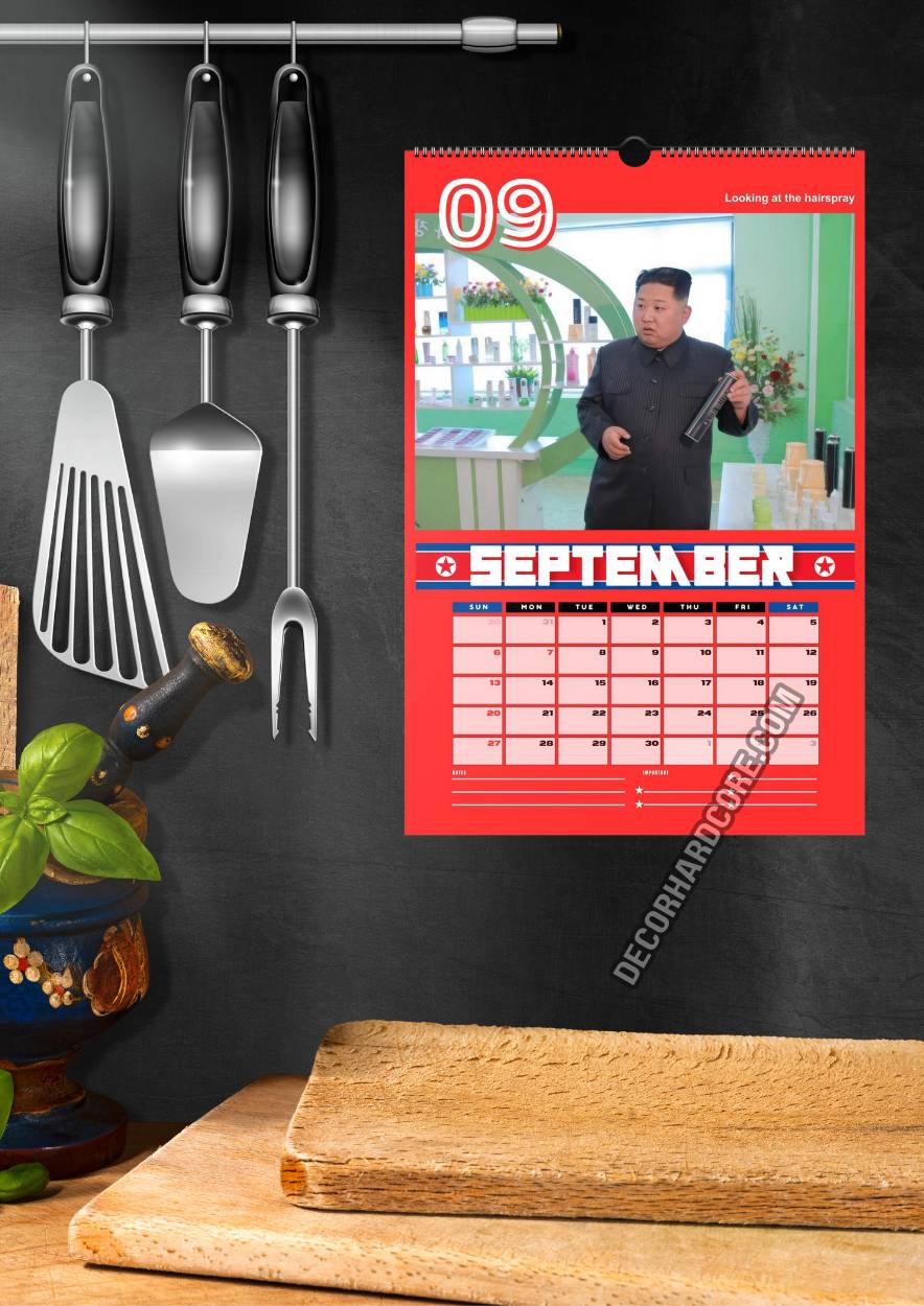 2026 Kim Jong Un Looking at Stuff Wall Calendar - DecorhardcorePrint Material