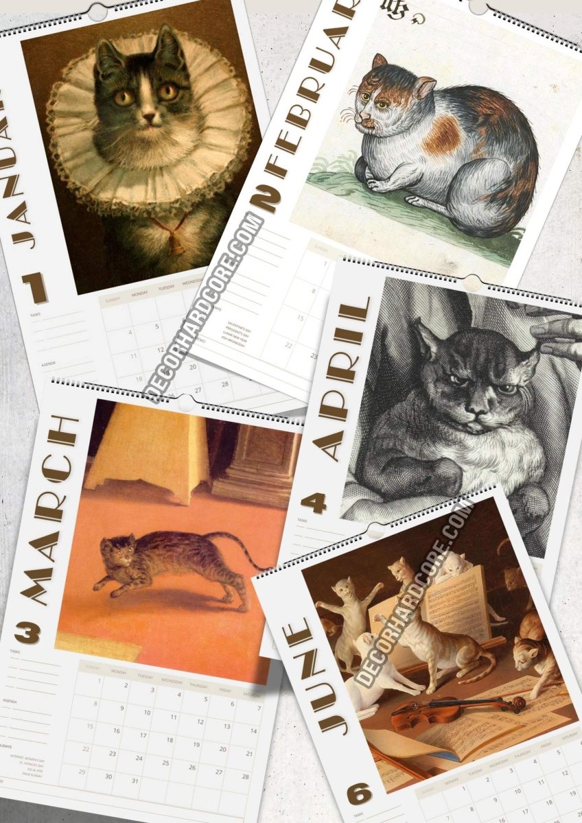 2026 Ugly Cats In Renaissance Paintings Wall Calendar - DecorhardcorePrint Material