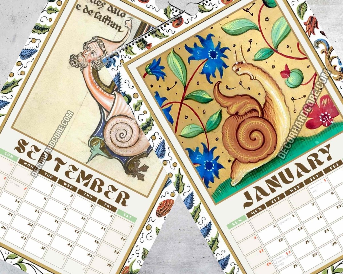 2026 Medieval Snails Wall Calendar - DecorhardcorePrint Material