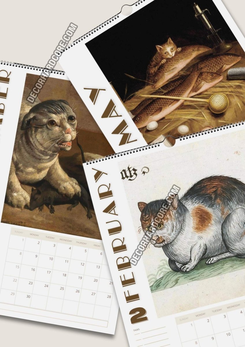 2026 Ugly Cats In Renaissance Paintings Wall Calendar - DecorhardcorePrint Material
