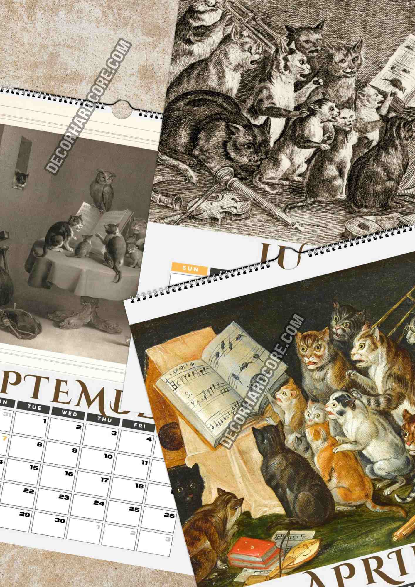 2026 Musical Cats Wall Calendar - DecorhardcorePrint Material