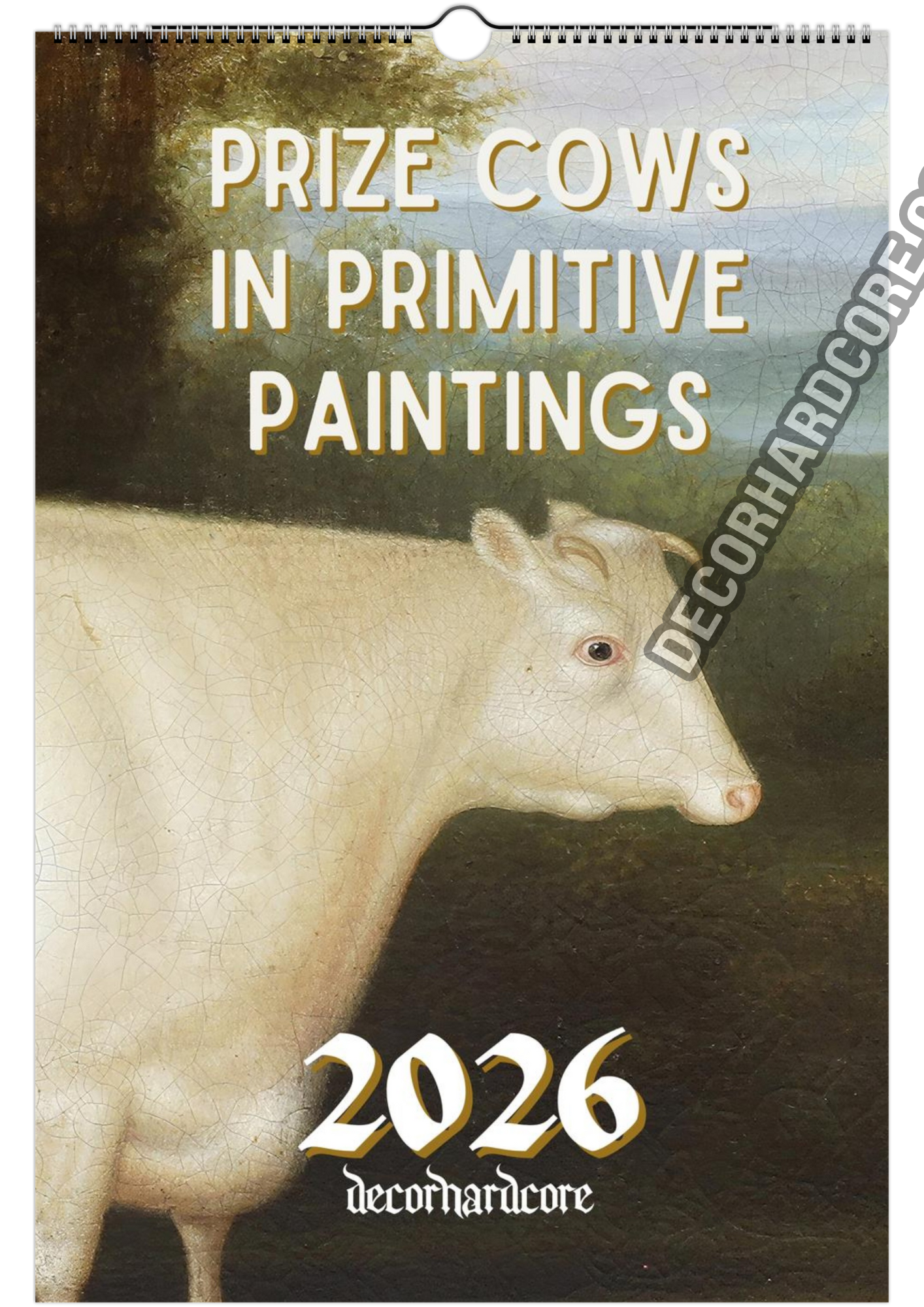 2026 Prize Cows in Primitive Paintings Wall Calendar