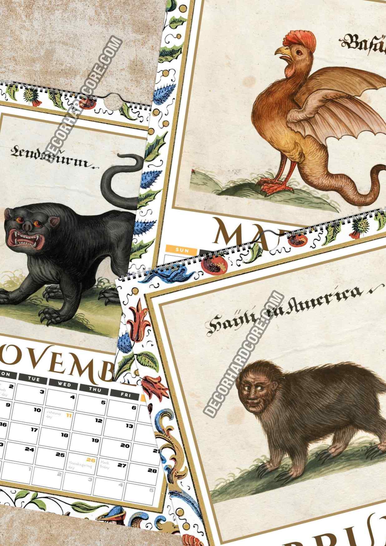 2026 Medieval Freaks Wall Calendar - DecorhardcorePrint Material