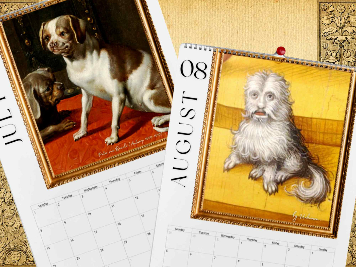 Cursed Dogs Portraits in Renaissance 2024 Wall Calendar