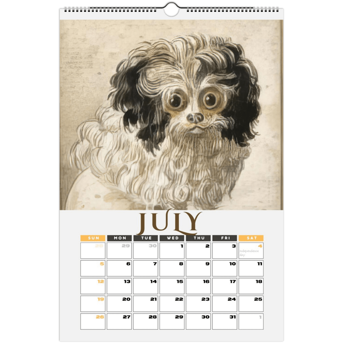2026 Medieval Dogs Wall Calendar - DecorhardcorePrint Material