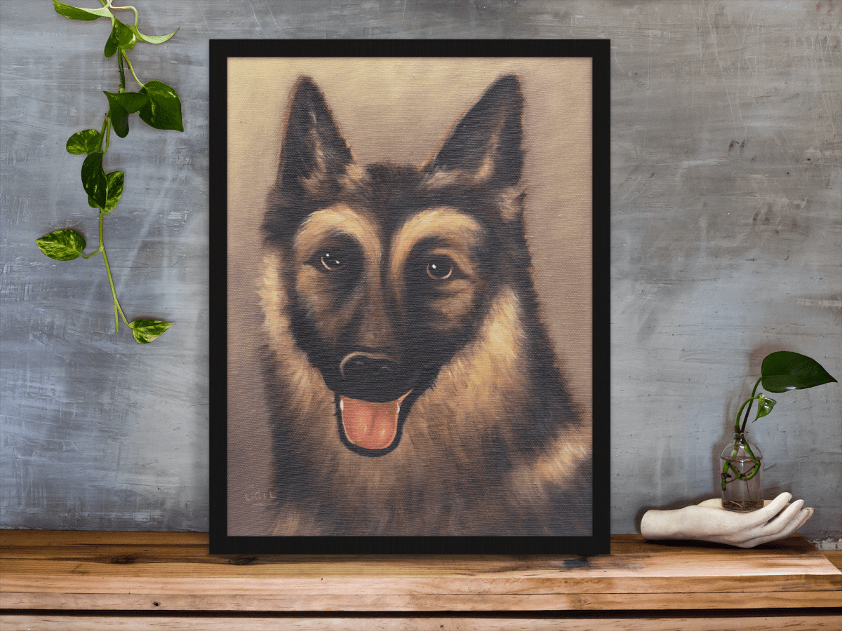 Cursed German Shepherd Portrait Painting Print - Decorhardcore