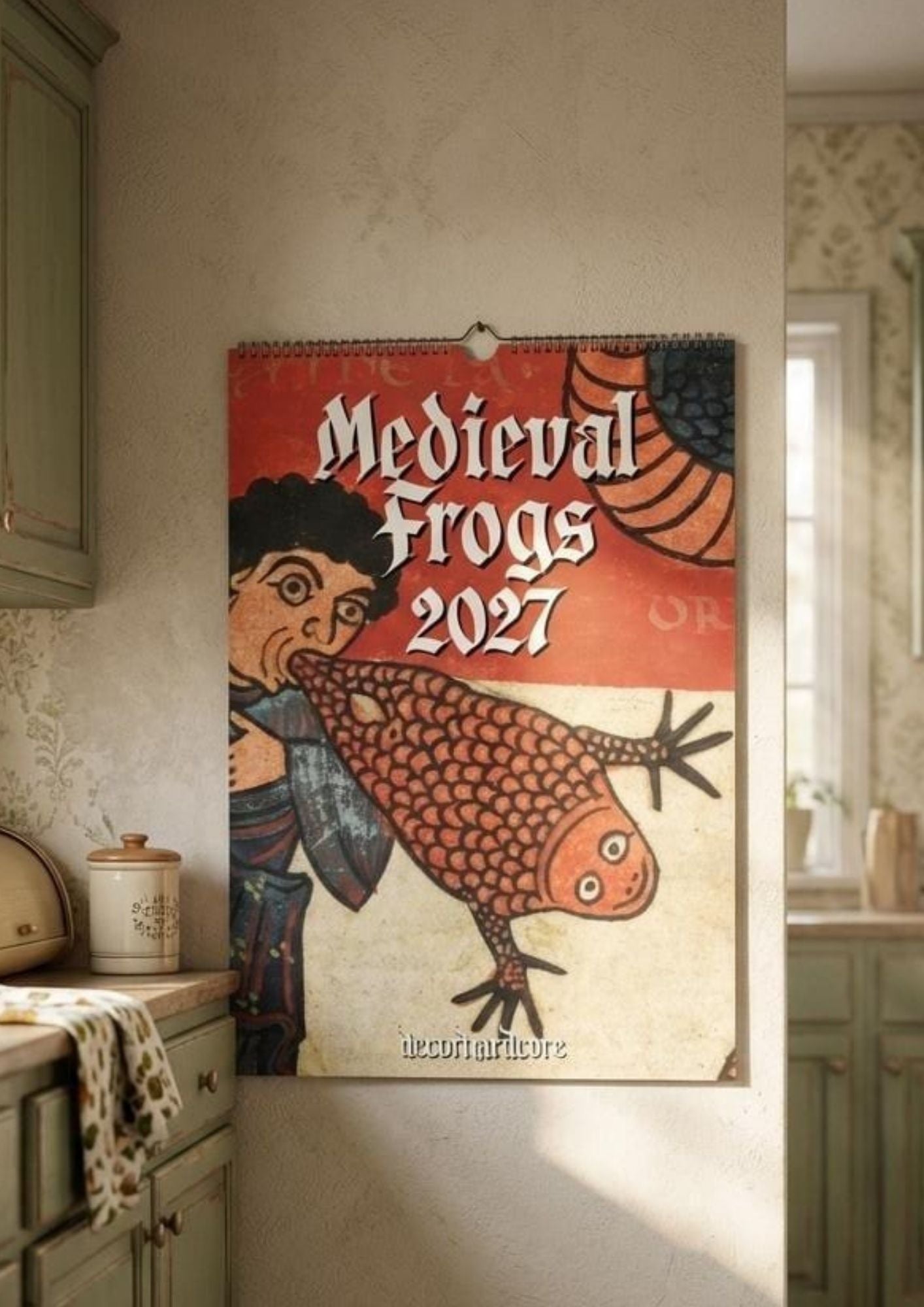 2027 Medieval Frogs Calendar, Funny Illuminated Manuscript Bird Art Planner, Creepy Marginalia oddities & curiosities Novelty Gift
