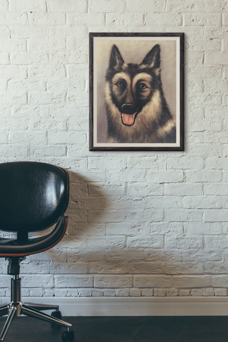 Cursed German Shepherd Portrait Painting Print - Decorhardcore