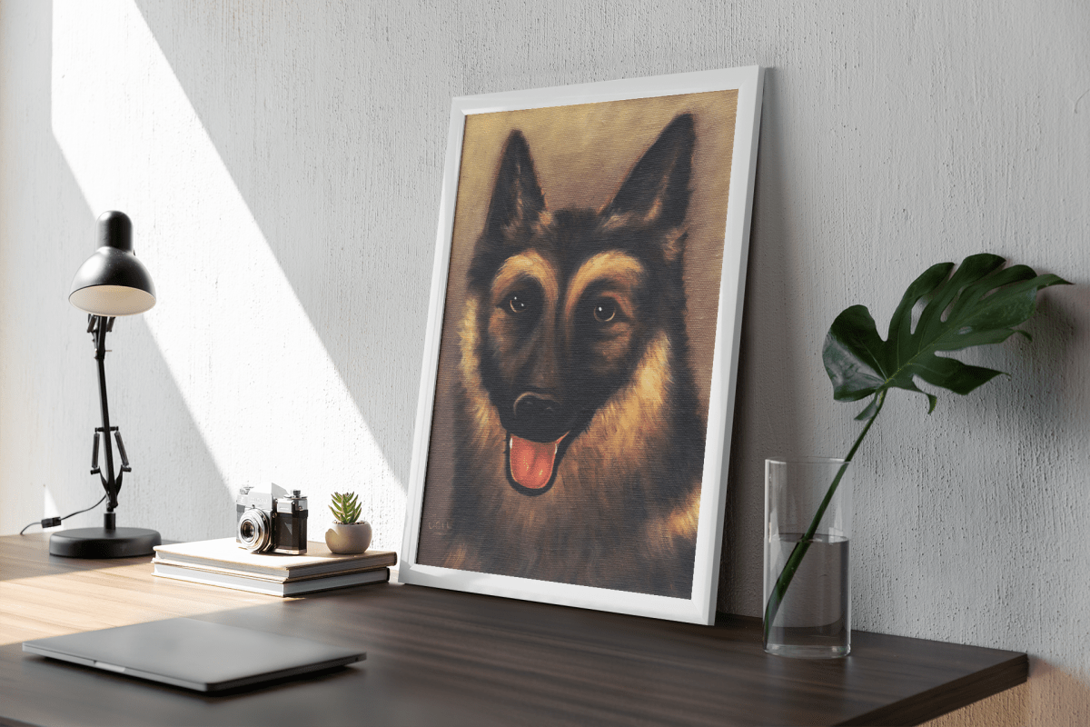 Cursed German Shepherd Portrait Painting Print - Decorhardcore