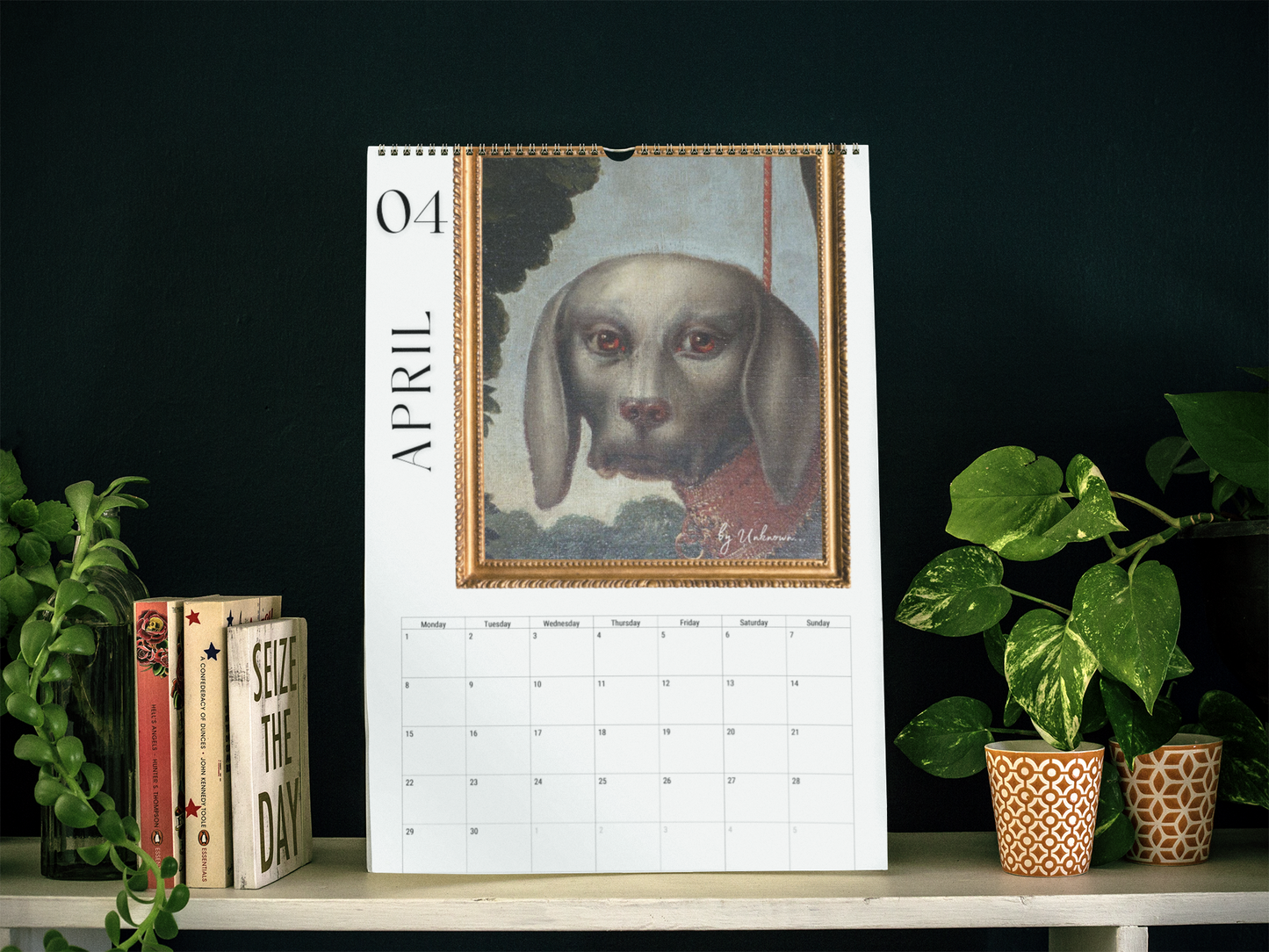Cursed Dogs Portraits in Renaissance 2024 Wall Calendar