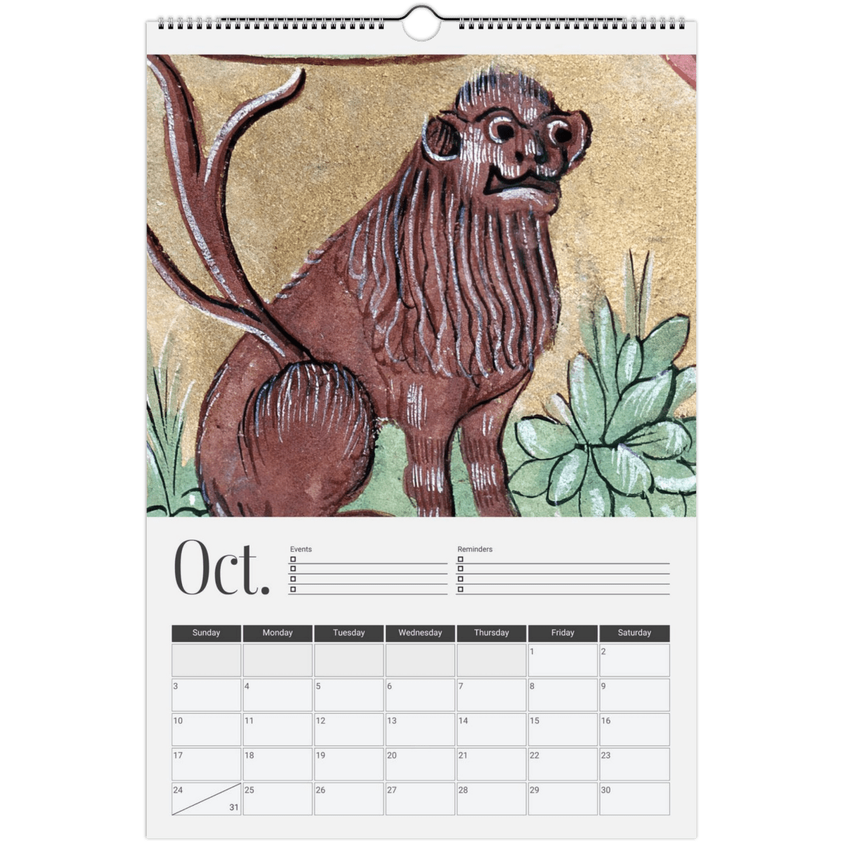 2026 Medieval Lions Wall Calendar - DecorhardcorePrint Material