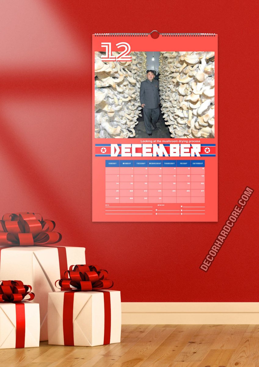 2025 Kim Jong Un Looking at Stuff Wall Calendar - DecorhardcorePrint Material