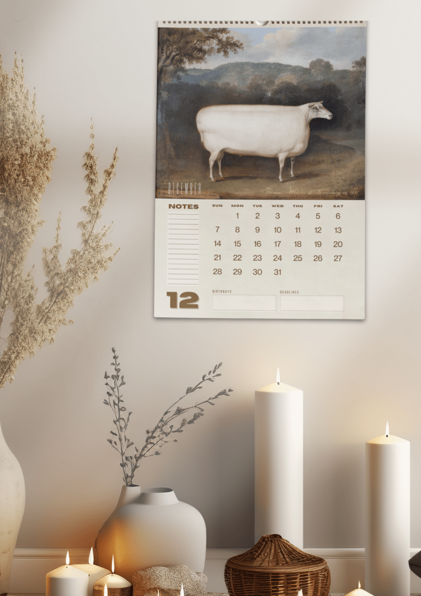 2025 Prize Sheep in Primitive Paintings Wall Calendar - DecorhardcorePrint Material