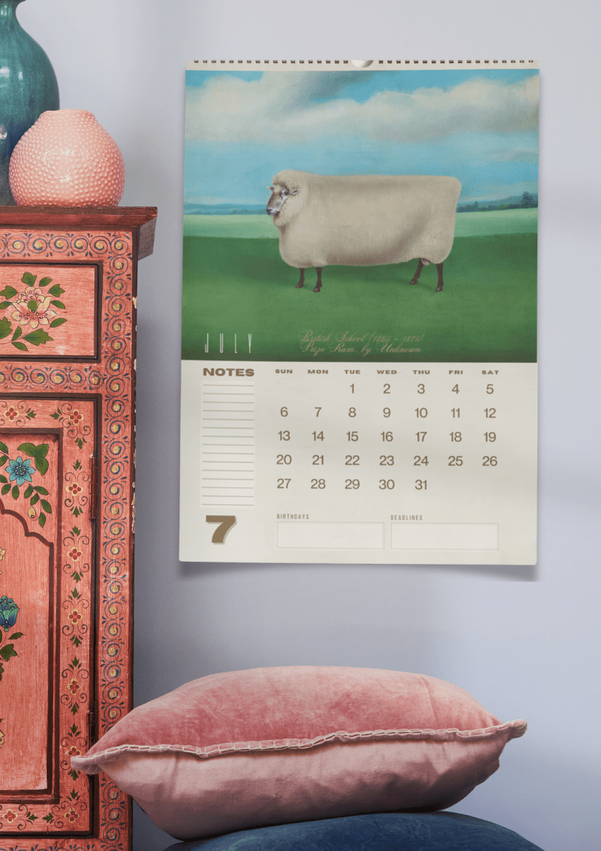 2025 Prize Sheep in Primitive Paintings Wall Calendar - DecorhardcorePrint Material