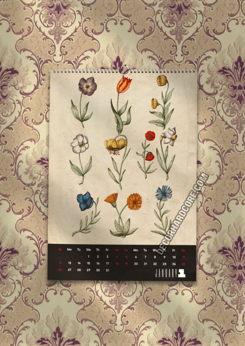 2025 Medieval Flora Wall Calendar - DecorhardcorePrint Material