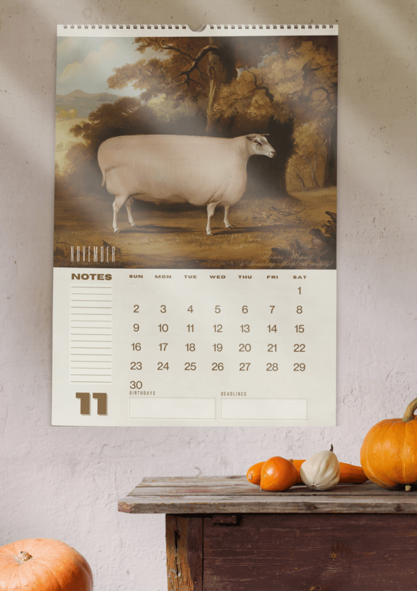 2025 Prize Sheep in Primitive Paintings Wall Calendar - DecorhardcorePrint Material