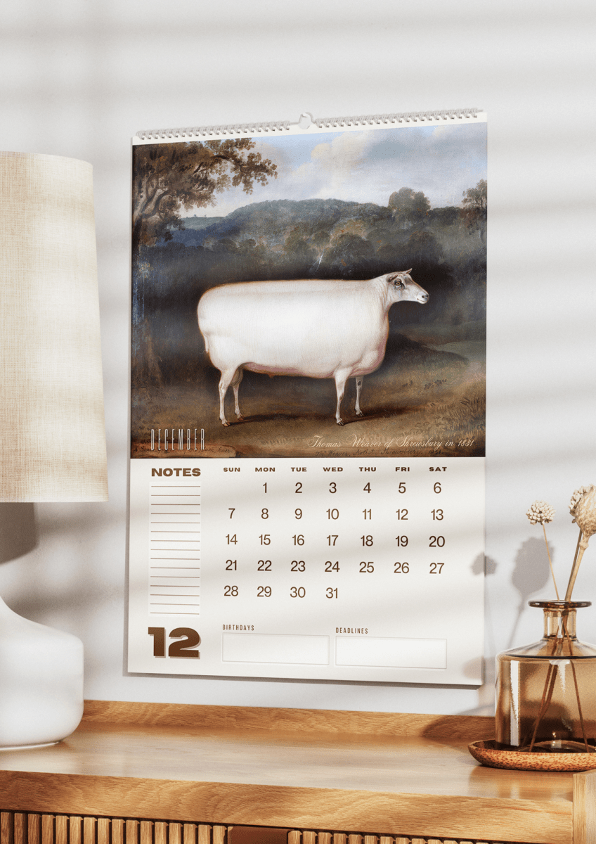 2025 Prize Sheep in Primitive Paintings Wall Calendar - DecorhardcorePrint Material