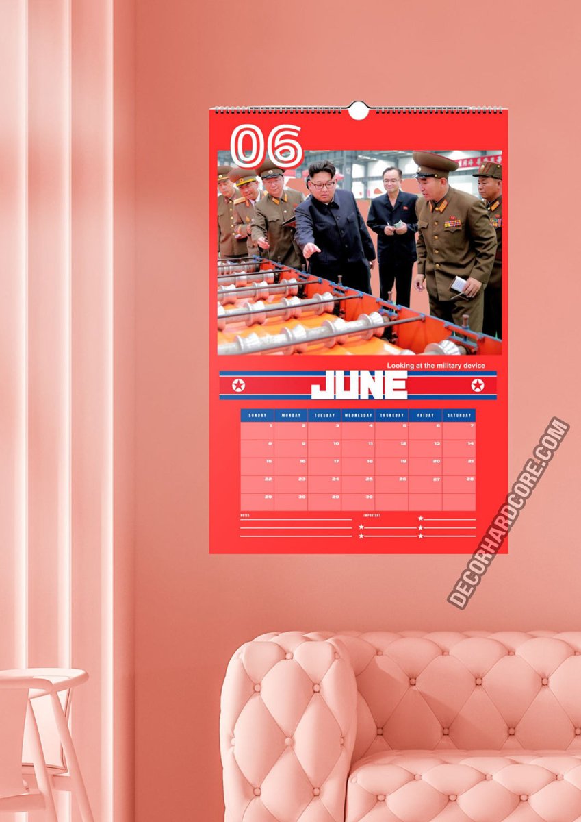 2025 Kim Jong Un Looking at Stuff Wall Calendar - DecorhardcorePrint Material