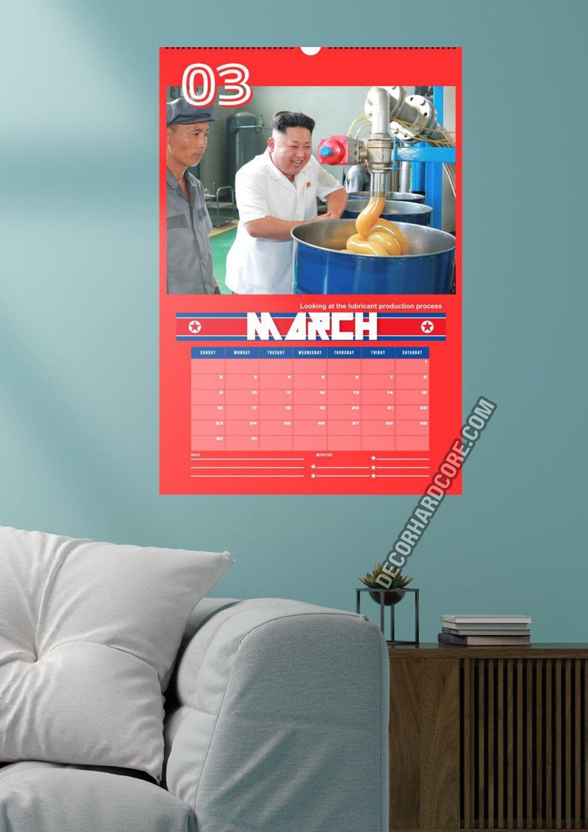 2025 Kim Jong Un Looking at Stuff Wall Calendar - DecorhardcorePrint Material