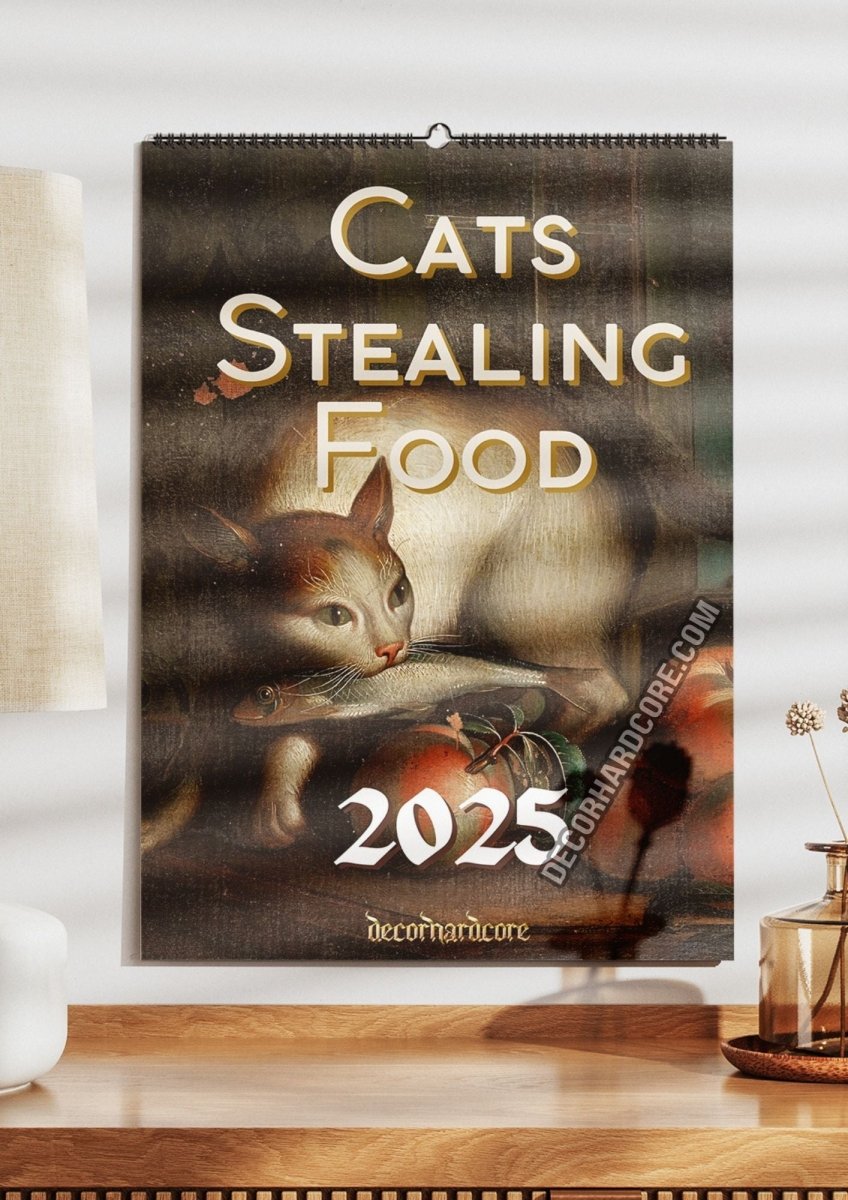 2025 Cats Stealing Food Wall Calendar - DecorhardcorePrint Material