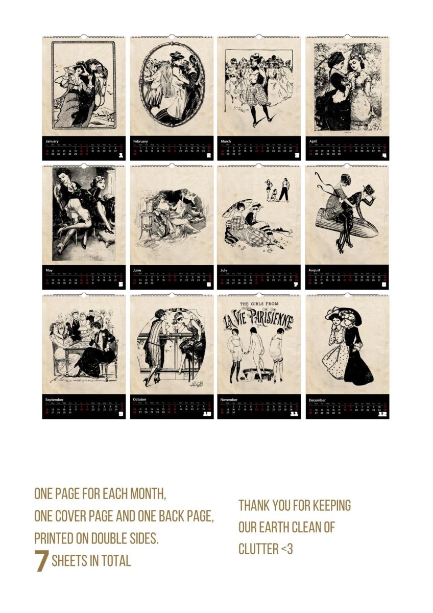 2027 Victorian Dykes Wall Calendar - DecorhardcorePrint Material