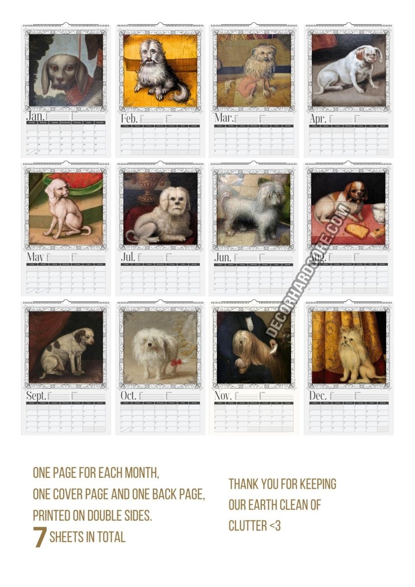 2027 Ugly Dogs In Renaissance Paintings Wall Calendar - DecorhardcoreCalendars