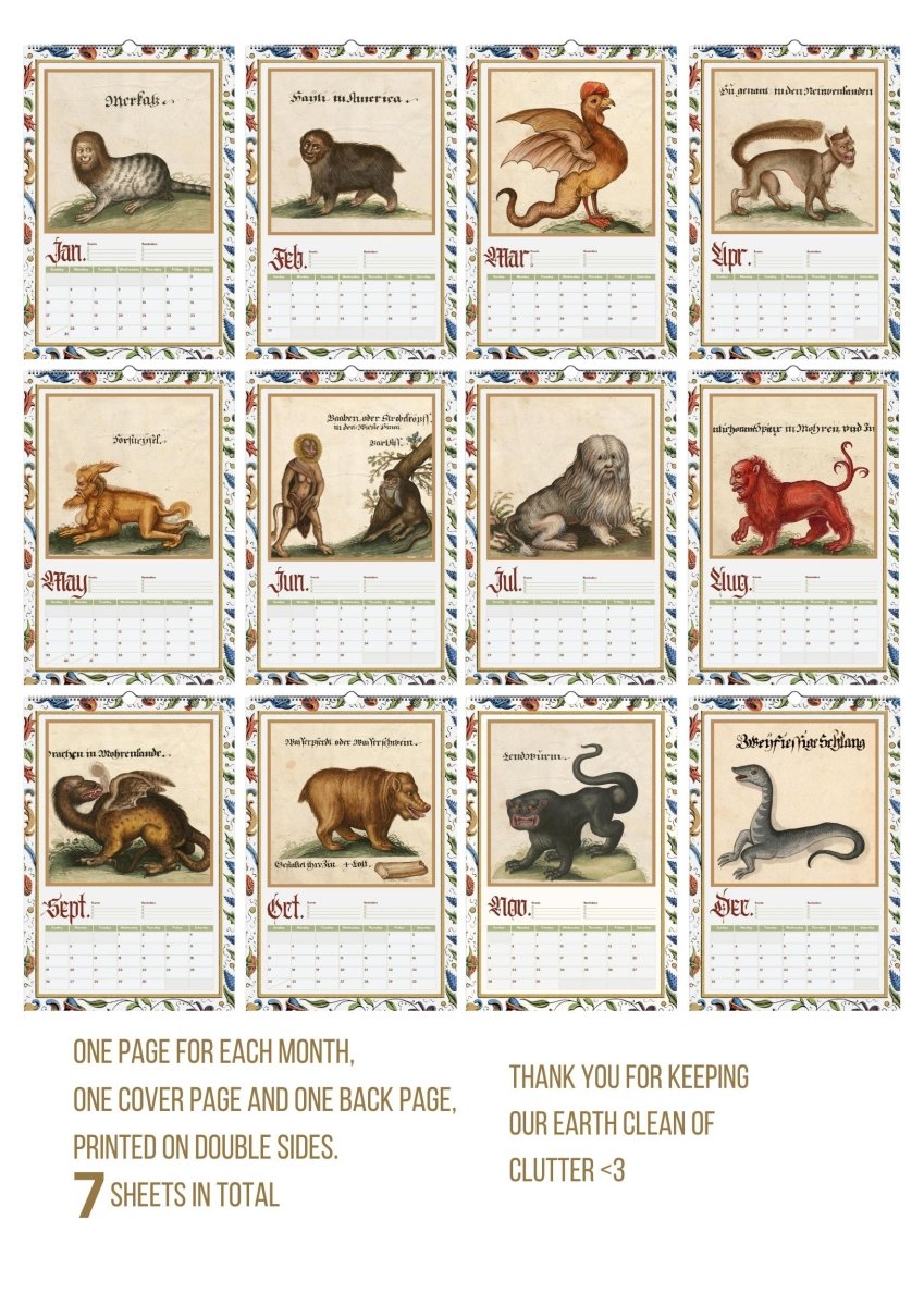 2027 Medieval Freaks Wall Calendar - DecorhardcorePrint Material