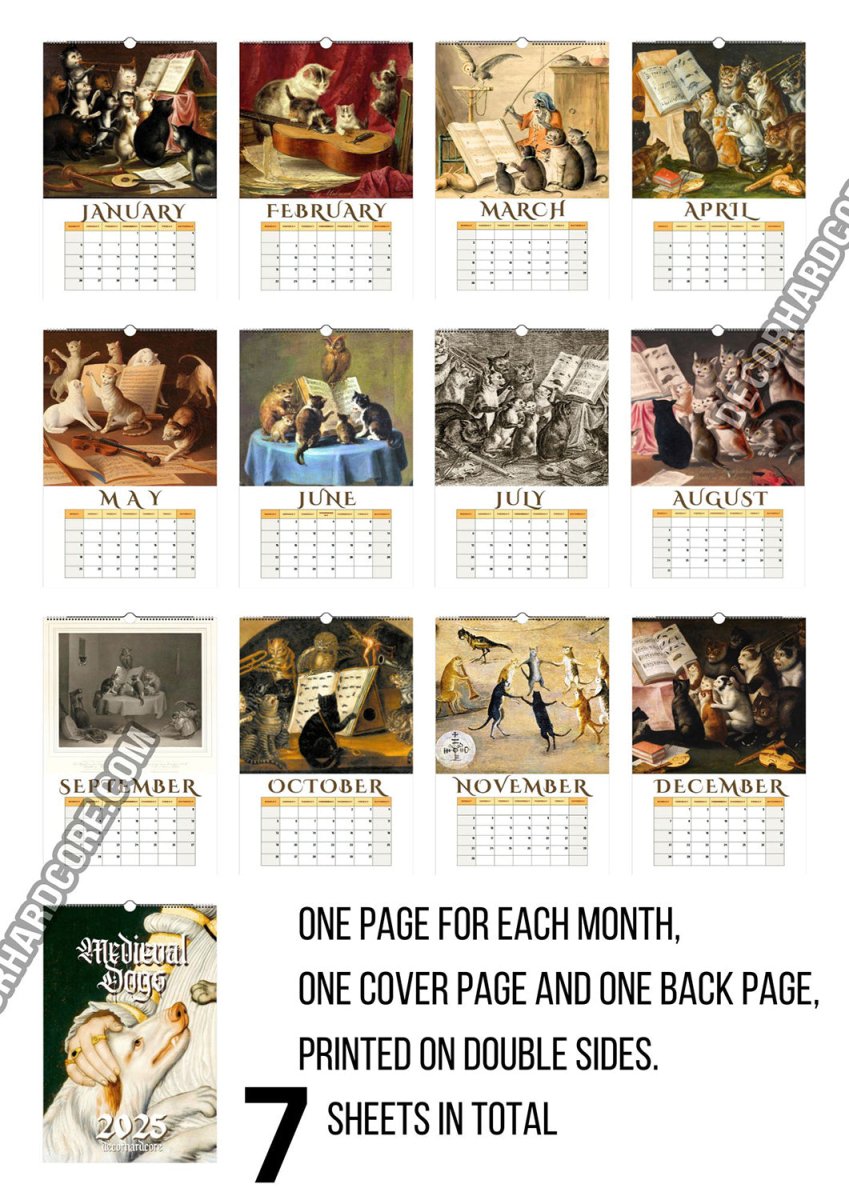 2025 Musical Cats Wall Calendar - DecorhardcorePrint Material