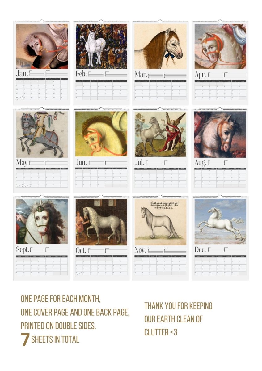 2027 Medieval Horses Wall Calendar - DecorhardcorePrint Material