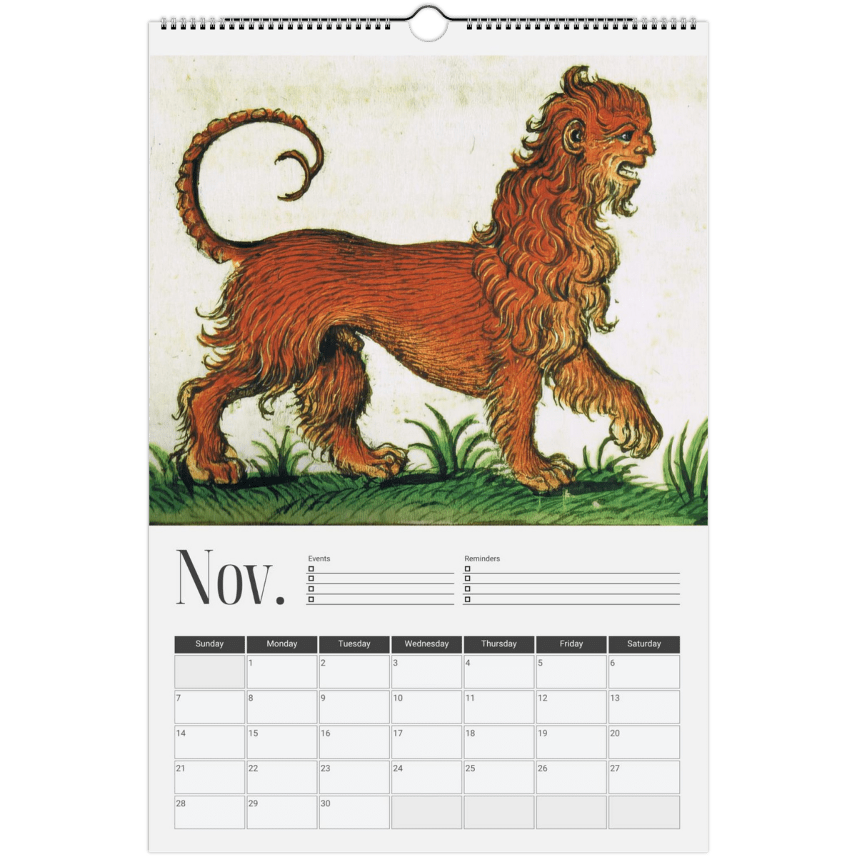2026 Medieval Lions Wall Calendar - DecorhardcorePrint Material