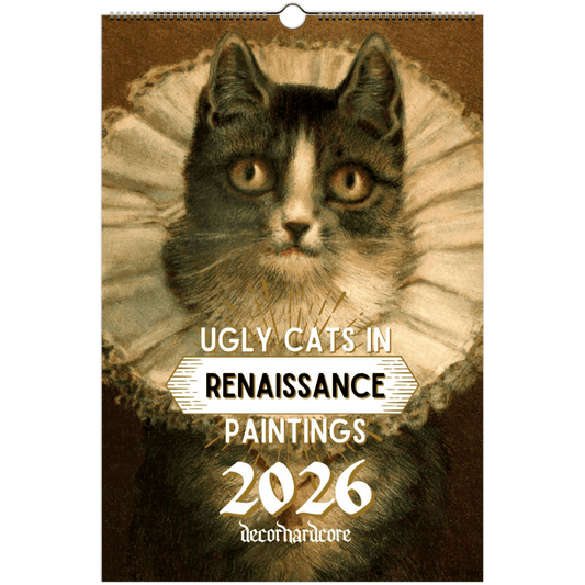2026 Ugly Cats In Renaissance Paintings Wall Calendar - DecorhardcorePrint Material