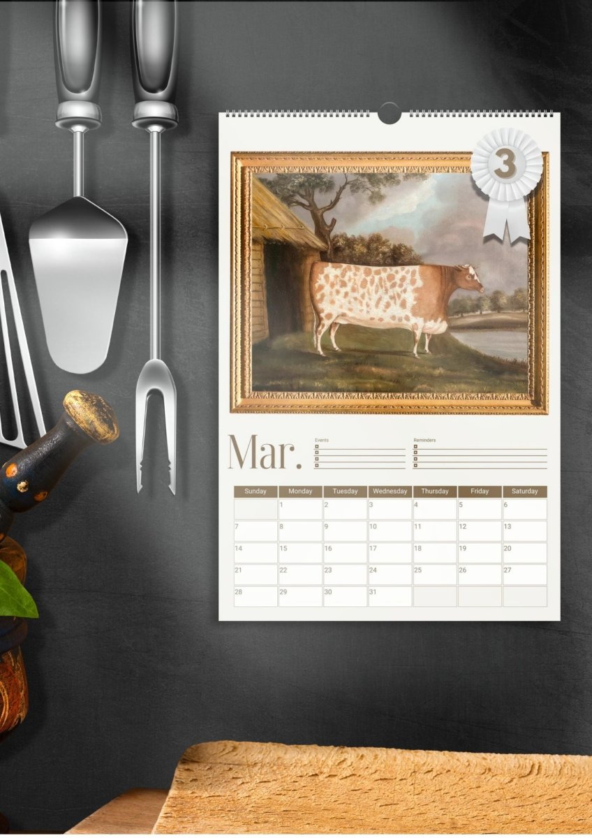 2027 Prize Cows in Primitive Paintings Wall Calendar. - DecorhardcorePrint Material