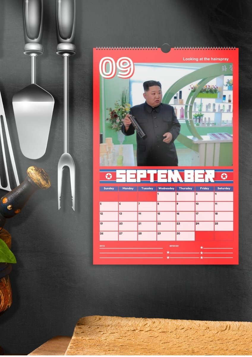 2027 Kim Jong Un Looking at Stuff Wall Calendar - DecorhardcorePrint Material
