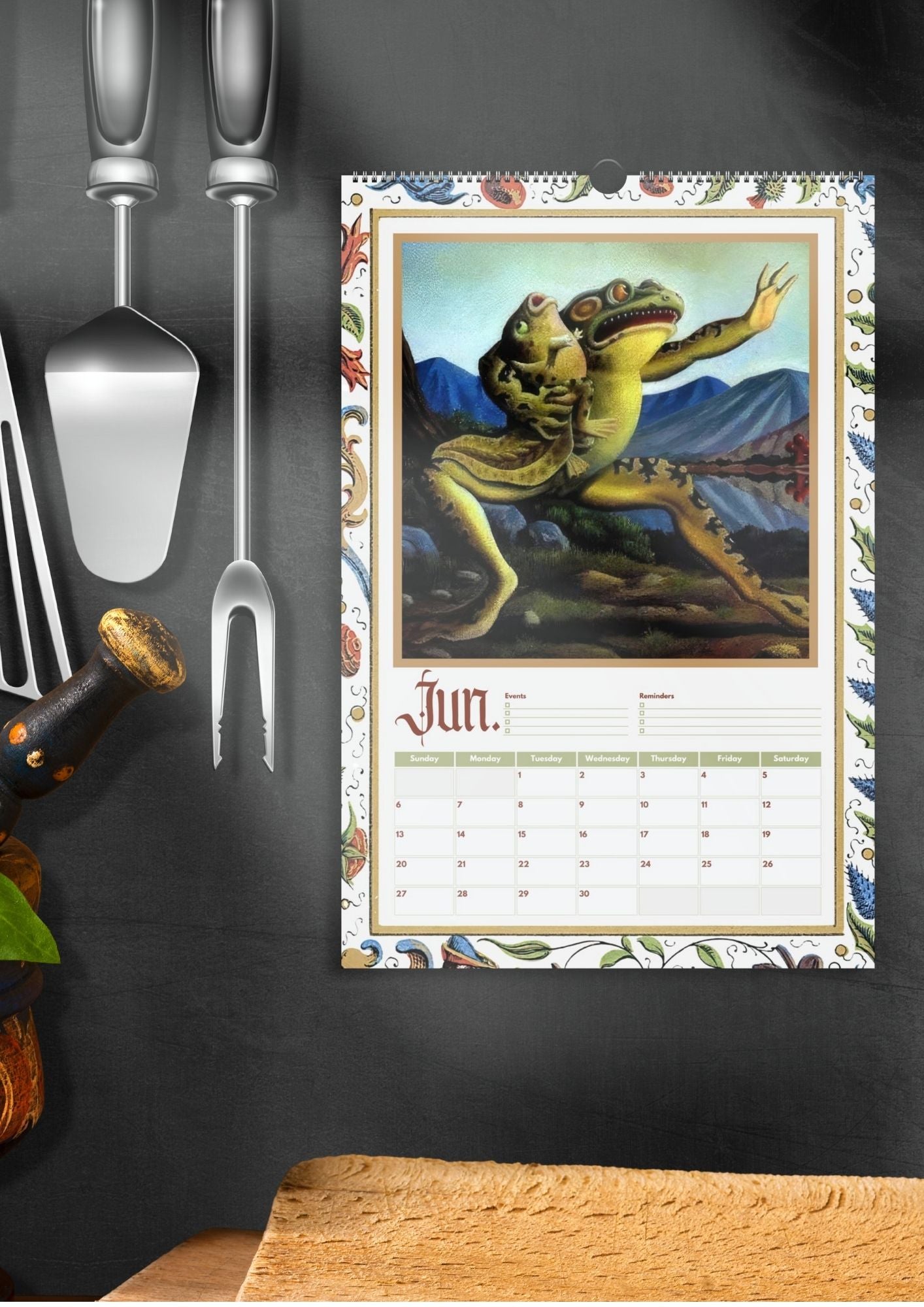 2027 Medieval Frogs Calendar, Funny Illuminated Manuscript Bird Art Planner, Creepy Marginalia oddities & curiosities Novelty Gift
