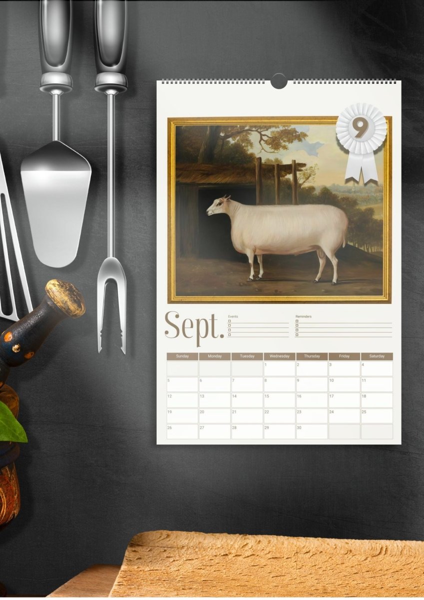2027 Prize Sheep in Primitive Paintings Wall Calendar - DecorhardcorePrint Material