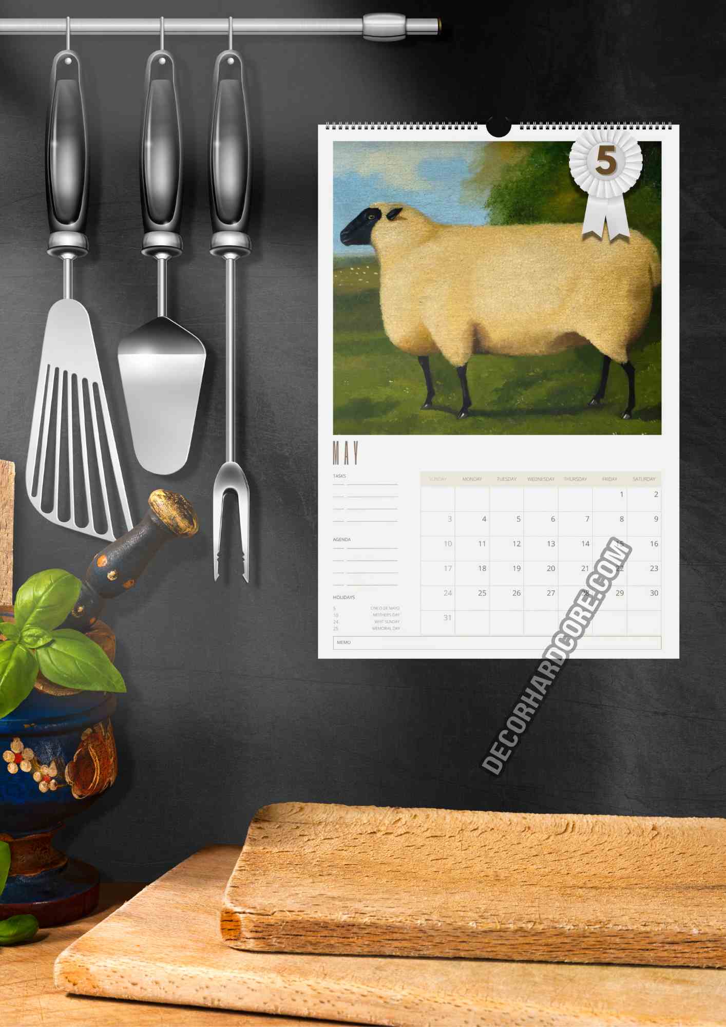 2026 Prize Sheep in Primitive Paintings Wall Calendar - DecorhardcorePrint Material