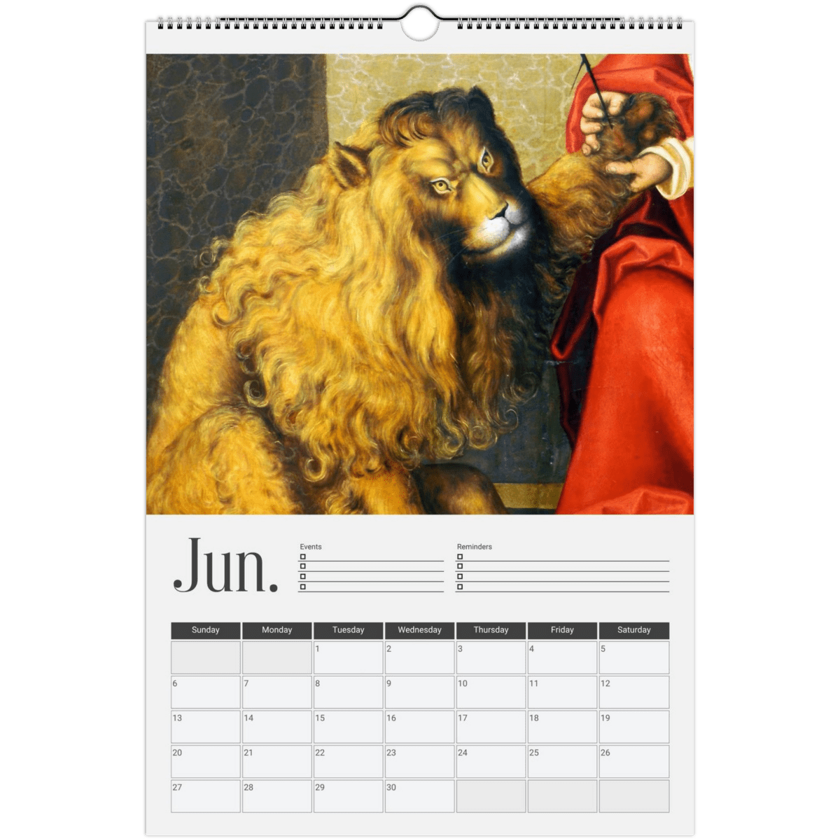 2026 Medieval Lions Wall Calendar - DecorhardcorePrint Material