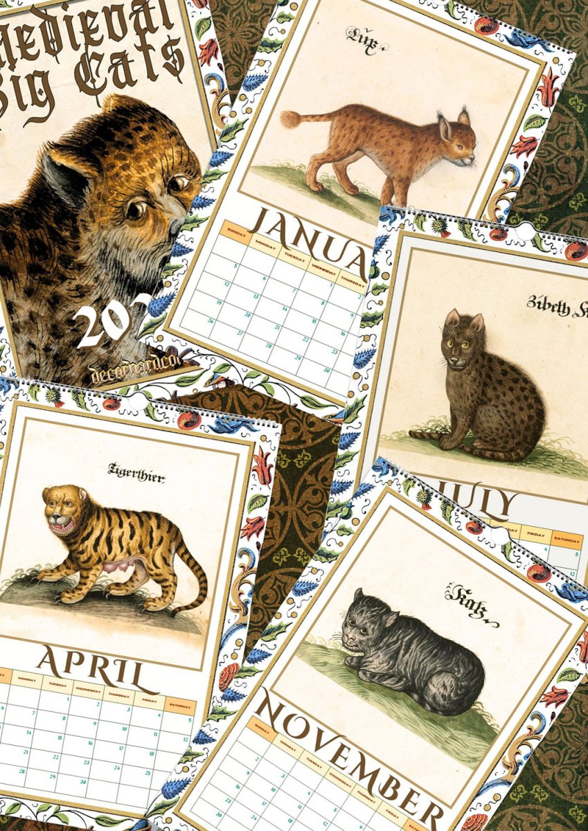 2025 Medieval Big Cats Wall Calendar - DecorhardcorePrint Material